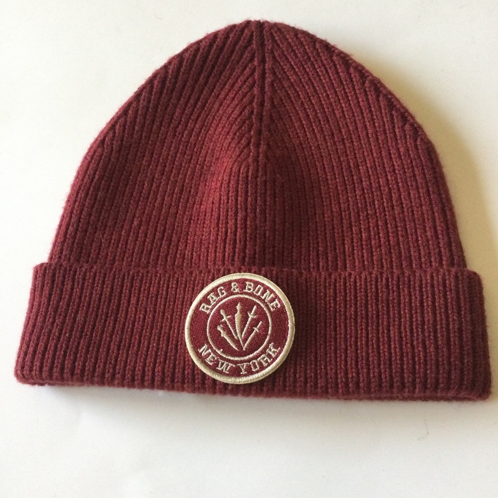 RAG AND BONE CHARLIE BEANIE WOOL RED OS NWOT